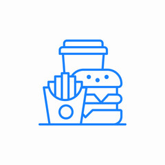fast food burger fries and soda cup drink icon sign vector