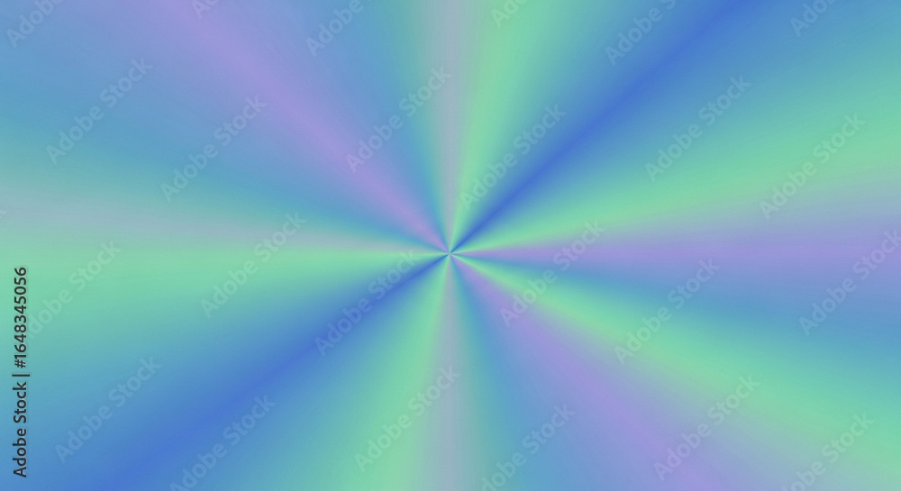 Poster vibrant cool tones radiate from a central point in a dynamic and colorful abstract design.