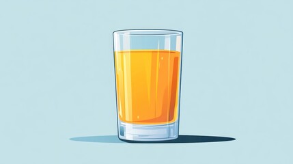 Cartoon Orange Juice in a Shot Glass