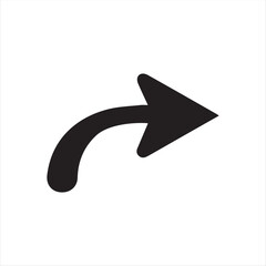 Black right-pointing arrow icon in bold silhouette style, isolated on white background