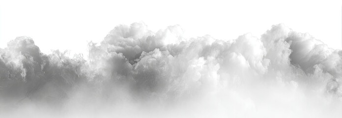 Gray and white clouds against a white background