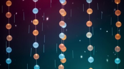 Abstract pattern of hanging orbs with vertical lines on a dark gradient background - Powered by Adobe