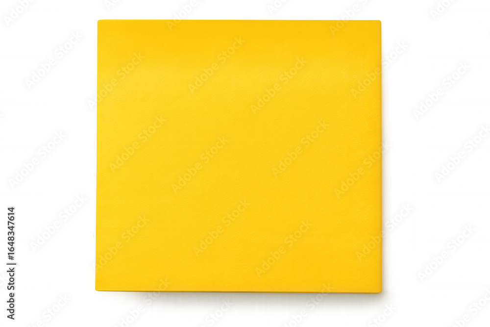Poster blank yellow sticky note isolated on transparent background with clipping path, perfect for adding n