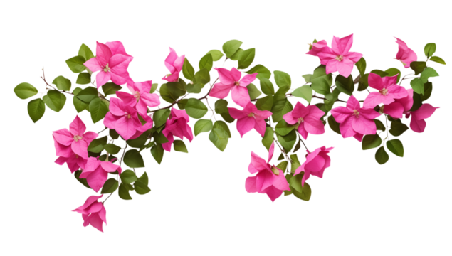 Vibrant Pink Bougainvillea Vine: Floral Design Element on transparent background png