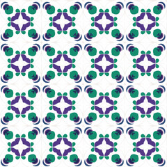 Fototapeta premium Seamless pattern Peranakan geometric flowers green purple clean
