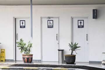 Public Restroom Entrance Featuring Accessibility and Gender Specific Facilities