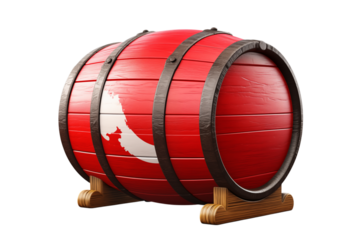 Red Barrel:  Gaming Prop, Wooden Container, Treasure Chest on transparent background png