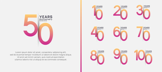 set of anniversary logo style. vector design pink color for celebration