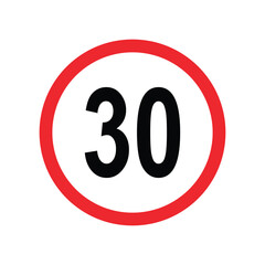 Speed limit sign with 50 percent off sale icon on white background