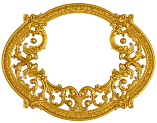  Intricate gold baroque frame isolated on white PNG