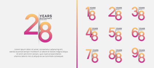 Fototapeta premium set of anniversary logo style. vector design pink color for celebration