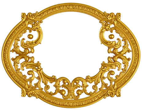  Intricate gold baroque frame isolated on white PNG