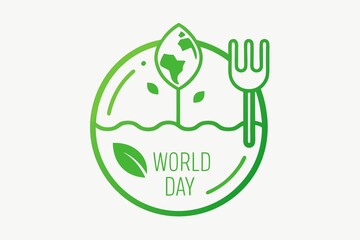 World Vegan Day Illustration with Plant Globe Fork and Green Circle