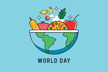 World Day for Food Safety Globe Bowl Filled with Healthy Vegetables and Fruits