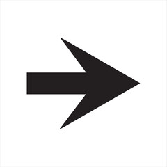 Minimalist black arrow pointing right, flat design on white background