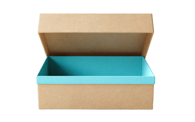 Open cardboard box with teal interior (1)