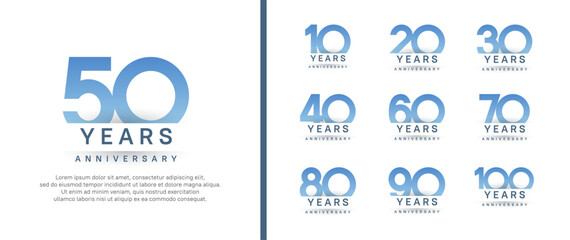 set of anniversary logo style. vector design blue color for celebration