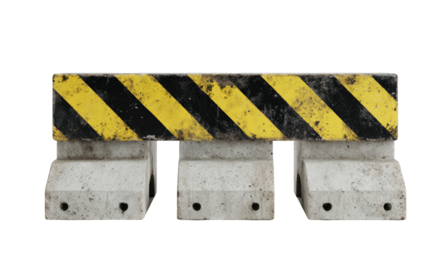 Industrial barrier with yellow-black stripes
