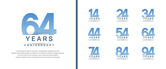 set of anniversary logo style. vector design blue color for celebration