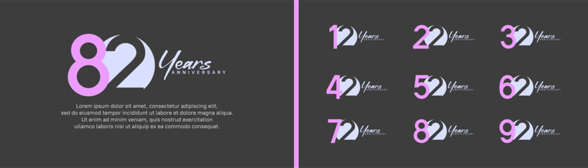set of anniversary logo style with handwriting. vector design purple color for celebration