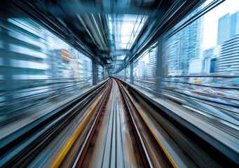 Fototapeta premium Urban transit tunnel at high speed