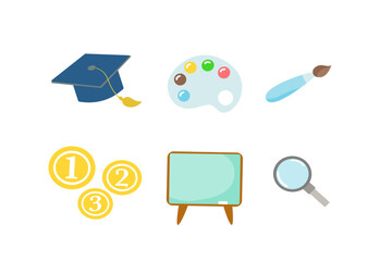 Flat Education and School Icon Vector Set for Back to School Design and Illustration