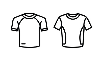 Two t shirt styles front view outline drawing