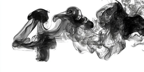 Abstract black smoke forming the number four