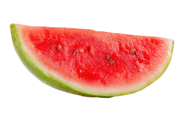 Juicy red watermelon slice with green rind and dark seeds image, Isolated On Png Transparent Background