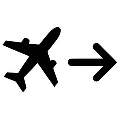Obraz premium Airplane Departure Airport Direction Sign Icon