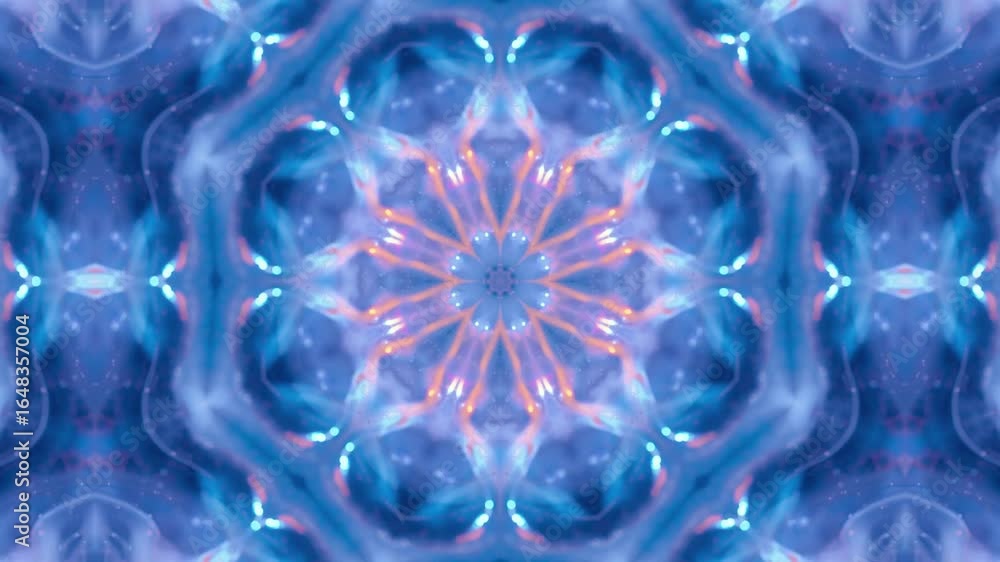 Poster mesmerizing blue fractal pattern with glowing light effects, creating a hypnotic and dynamic visual 