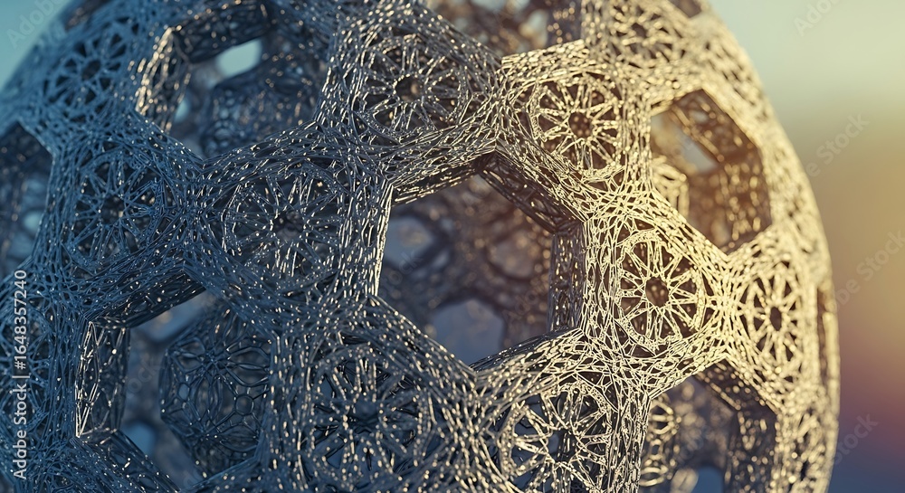 Fototapete intricate 3d rendering of a geometric structure with complex patterns and detailing