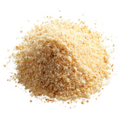Fine golden breadcrumbs scattered on black food, Isolated On Png Transparent Background