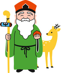 シンプルな寿老人のイラスト（カラフル）