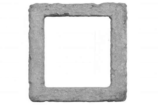 Stone frame forming a transparent empty space, ideal for displaying designs or images with a natural, textured background