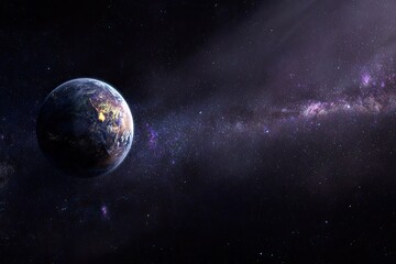 Obraz premium Earth in deep space, glowing cosmic backdrop