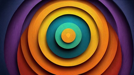 Concentric circles in vibrant hues, layered with a 3D effect