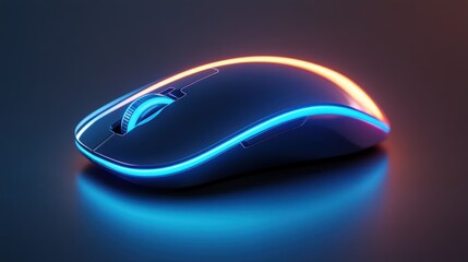 Modern wireless computer mouse with vibrant neon light