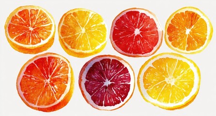 Fototapeta premium Citrus slices in various hues