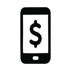 Mobile phone icon with QR code vector illustration