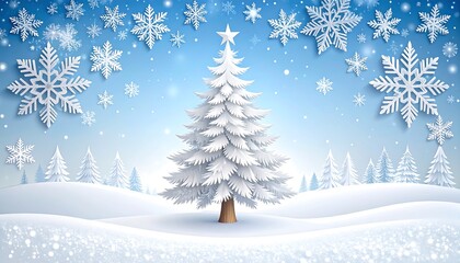 Winter Christmas Tree Scene