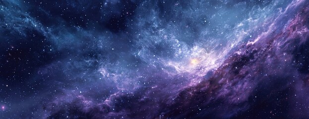 Obraz premium Vast, vibrant nebulae swirl across a dark cosmos, studded with distant stars