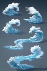 Fototapeta premium Digital illustration of various stylized water waves