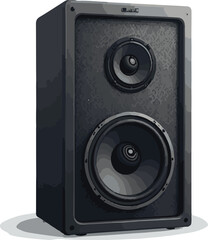 Obraz premium Realistic Vector Illustration of a Speaker with Circular Drivers in Black and Gray Modern Style for Audio Equipment Design
