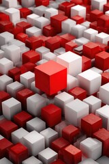 Red Cube Amidst White and Red Cubes