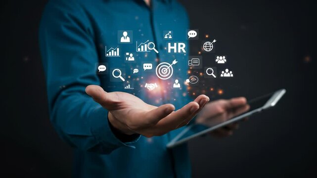HR Technology: Streamlining Human Resources with Digital Solutions - Management, Recruitment, Training, and Employee Engagement Concepts