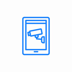 Fototapeta premium tablet with an image of a security camera on the screen icon sign vector