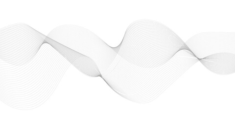 Thin wavy line abstract background. Wavy line horizontal divider outline minimalist background. Abstract black lines wave curve motion on white background. Vector Illustration.