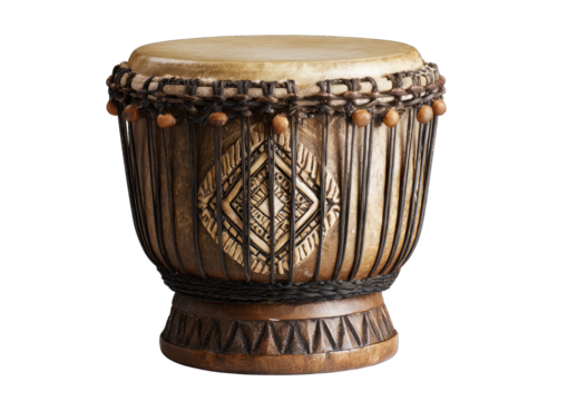 Wooden drum with intricate design (1)