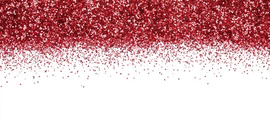 Red glitter confetti falling against white background
